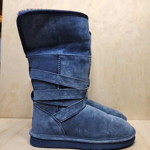 LAMO Blue Shearling Suede Faux Fur Warm Winter Boot Women 5 - Picture 9 of 13